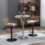 COOLMORE Modern Swivel Bar Stools Set of 2 with Adjustable Counter Height and Footrest in Beige Linen - Grand Goldman Shop