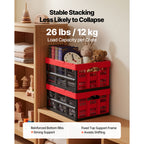 Plastic Collapsible Storage Bins, 32L 3 Packs, Stackable Folding Storage Crates with Handles, Holds 26 lbs Per Bin, Foldable Heavy Duty Containers, Space-Saving Baskets, for Home Organizing - Grand Goldman Shop