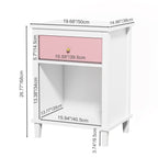 Pink+Golden Handle Wooden Nightstand 26.77''H with One Drawer One Shelf for Kids and Adults - Grand Goldman Shop