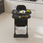 Adjustable Baby High Chair 0-6 Years – Portable Infant Feeding Seat with Safety Belt, Silent Lockable Wheels, Black - Grand Goldman Shop