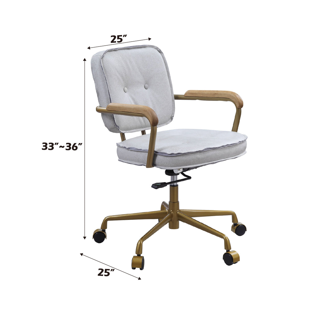 Siecross Vintage White Top Grain Leather Office Chair - Grand Goldman