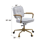 Siecross Vintage White Top Grain Leather Office Chair - Grand Goldman