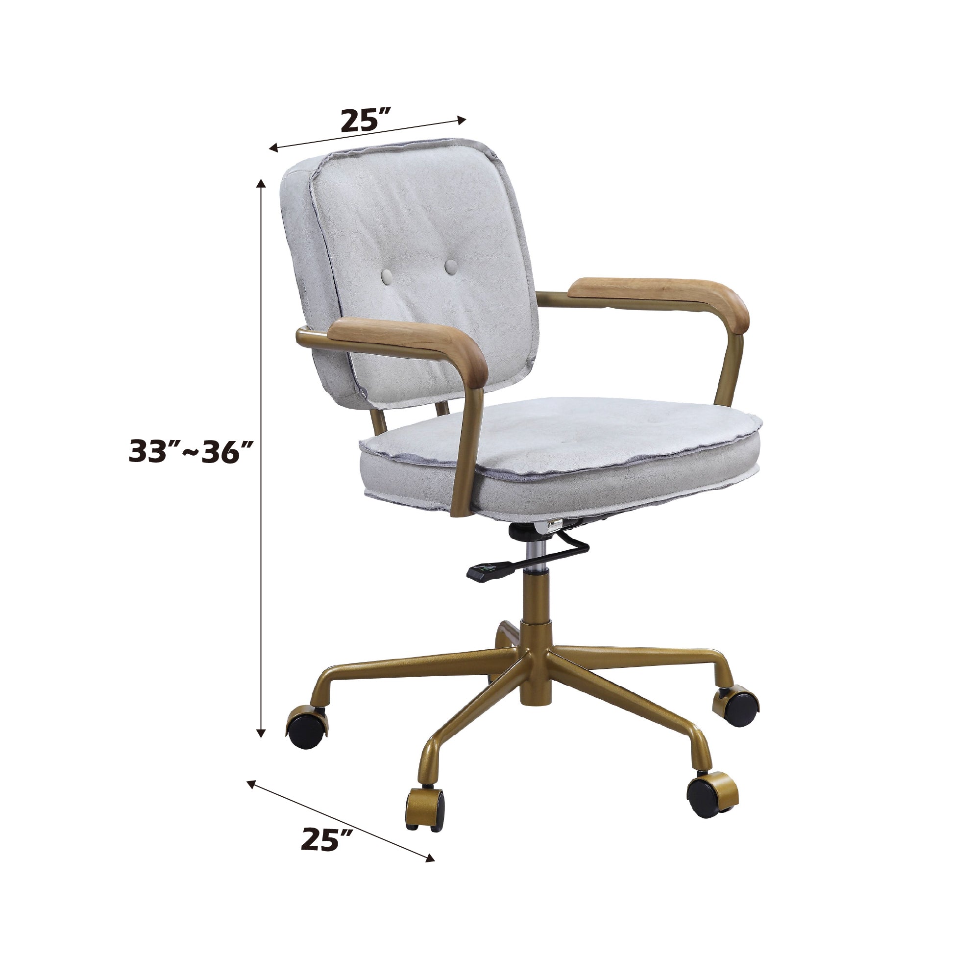 Siecross Vintage White Top Grain Leather Office Chair - Grand Goldman