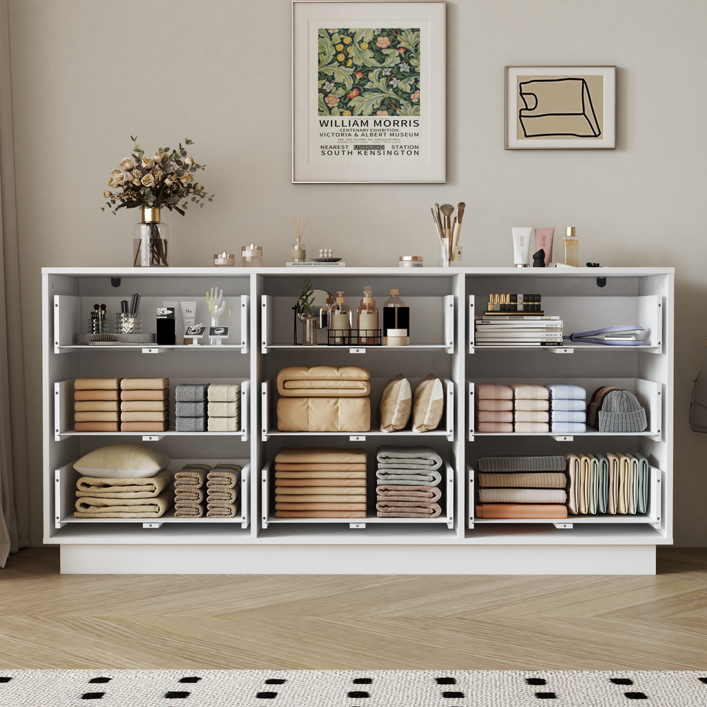 9 Drawer Dresser for Bedroom with Deep Drawers, Large Floor Wood Dressers & Chest of Drawers , Modern White Long Dressers for Closet Living Room - Grand Goldman Shop