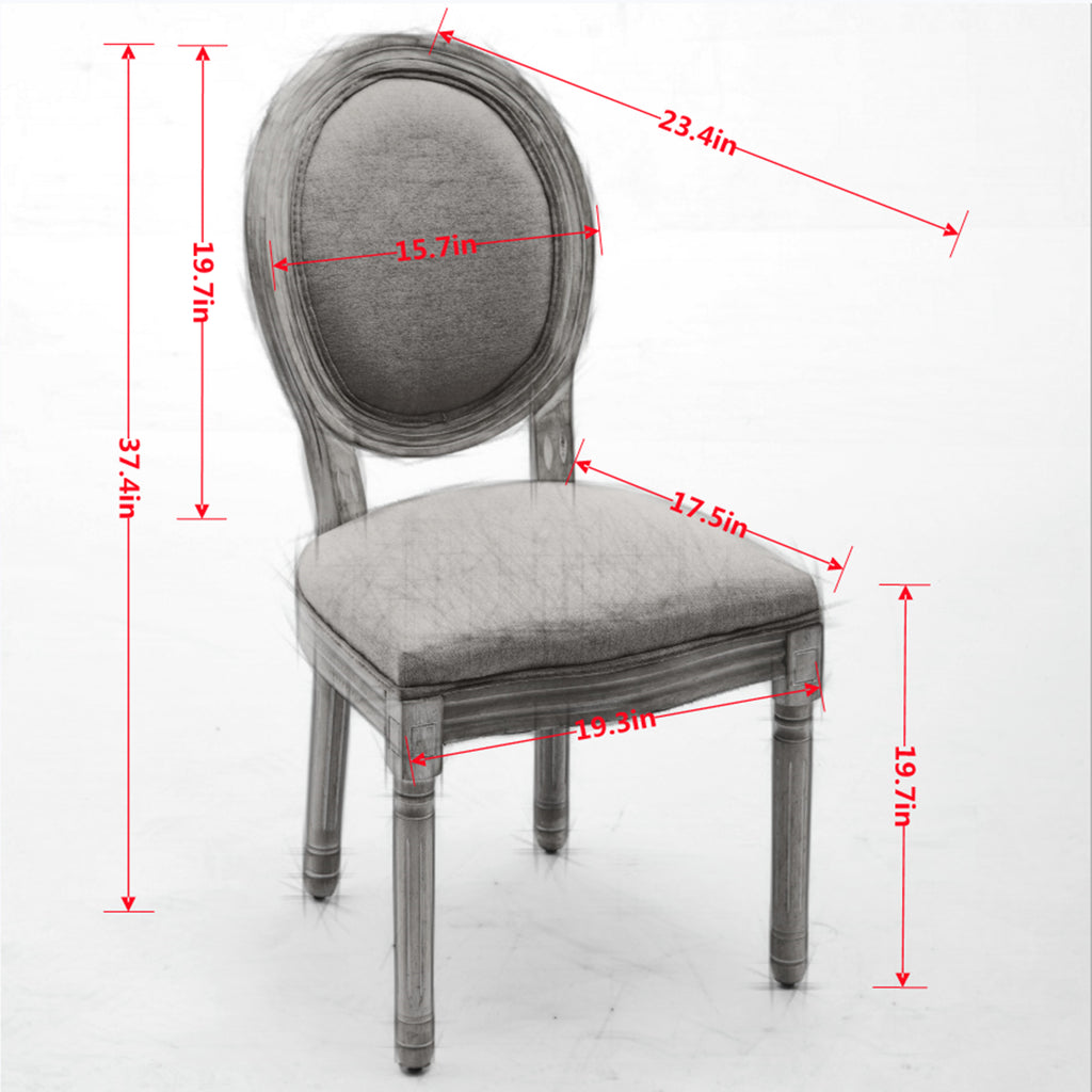 A&A Furniture,French Style Solid Wood Frame Antique Painting Linen Fabric Back Dining Chair,Set of 2,Beige,SW1845BG - Grand Goldman Shop