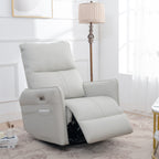 270° Power Swivel Rocker Recliner Chair, PU Leather Electric Glider Reclining Sofa with USB Ports, Power Swivel Glider, Rocking Chair,Nursery Recliners for Living Room Bedroom(Light Gray+270°Swivel) - Grand Goldman Shop