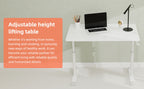 Adjustable Study Desk for Kids and Adults, Height-Adjustable Home Office Desk, White Frame with White Wood Tabletop, 60cm x 1