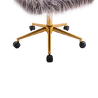 HengMing Modern Faux fur home office chair, fluffy chair for girls, makeup vanity Chair with Gold Plating Base | Premium Home