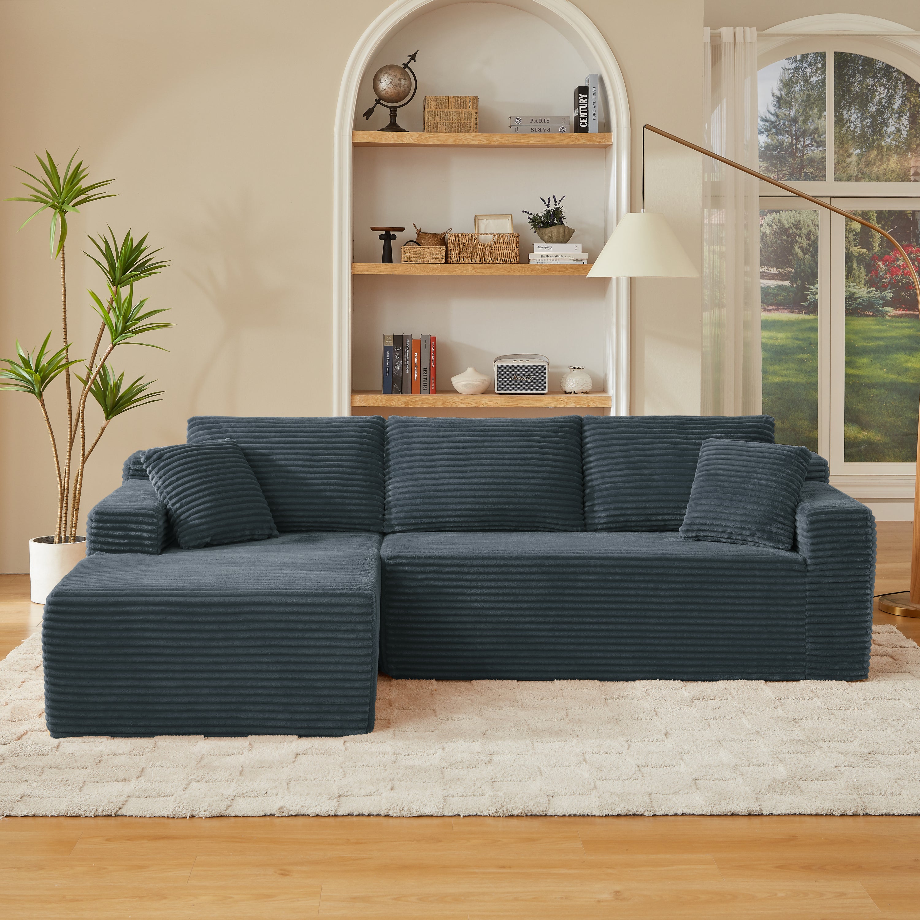 L-Shaped Cloud Sectional Sofa with Deep Seat,No Assembly Required,Modular Couches Sleeper for Living Room,Bedroom,Apartment,Dark Grey - Grand Goldman Shop