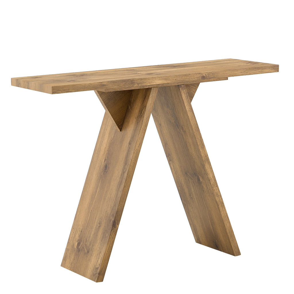 Console Table, 43.4-Inch Long Narrow Entryway Table with V-Shaped Base, Rustic Sofa Console for Hallway, Living Room, Behind Sofa - Grand Goldman Shop