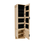 360° Rotating Makeup Cabinet in Walnut with Full-Length Mirror, Jewelry Storage, Coat Rack, 4 Open Shelves & 2 Built-In Shelves - Grand Goldman Shop