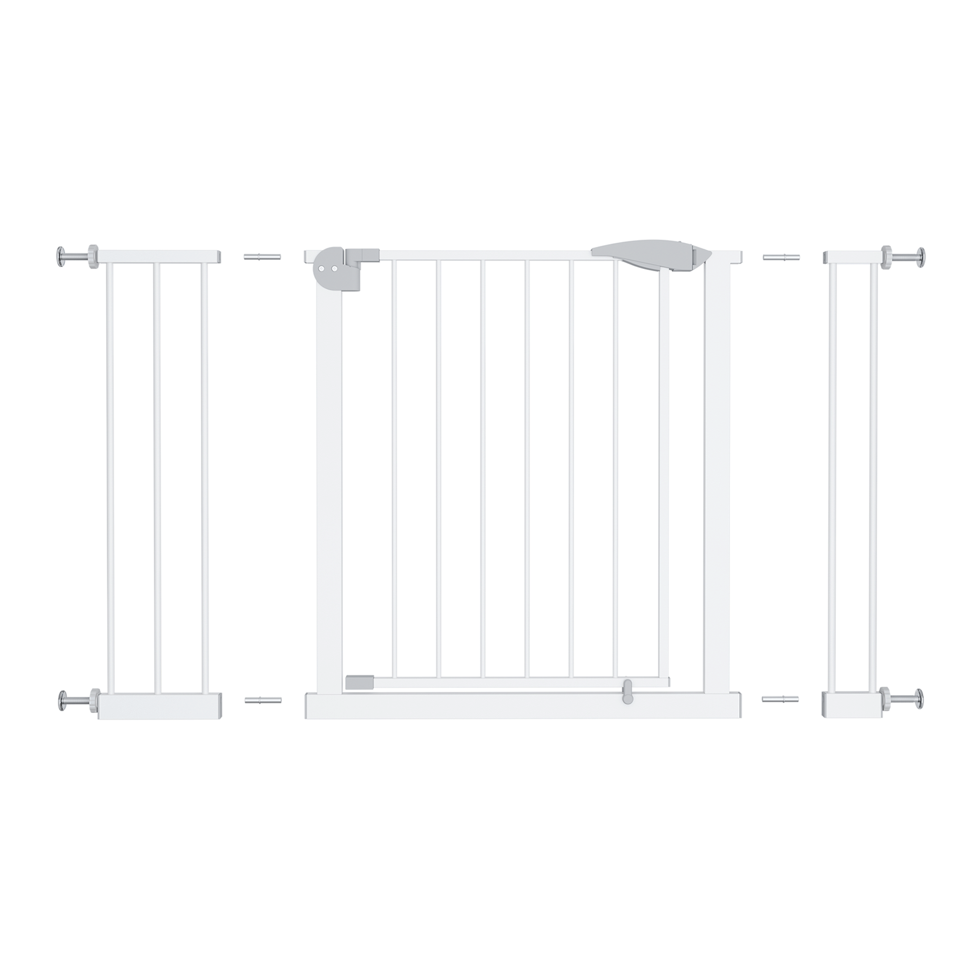 White Pressure-Mounted Baby Gate for Stairs, 29.5-44.1' Wide, Steel and ABS Construction, Easy Walk-Through Design for Kids a