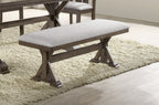 1pc Rustic Upholstered Dining Bench Rich Wood Finish Wooden Dining Room Furniture Brown - Grand Goldman Shop