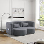 Folding sofa bed, floor sofa, convertible teddy bear fabric foam filled sleeper futon double sofa, suitable for living room, guest, office and apartment (gray) - Grand Goldman Shop