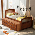 Orisfur. Twin Size Platform Storage Bed Solid Wood Bed with 6 Drawers - Grand Goldman Shop