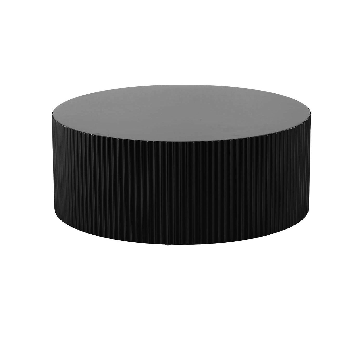 Sleek and Modern Round Coffee Table with Eye-Catching Relief Design, Black(Same Sku:W876P252219) - Grand Goldman Shop