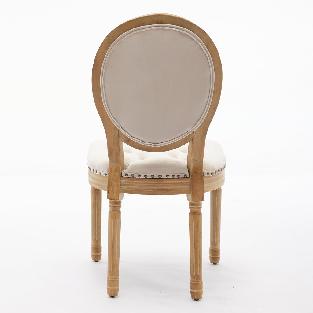 French Style Solid Wood Frame Antique Painting,Hand-pulled buckle decoration Velvet artificial leather Dining Chair with Nailhead Trim ,Wood Legs,Steel Spring inner,Set of 2,Beige,SW1739BG - Grand Goldman Shop
