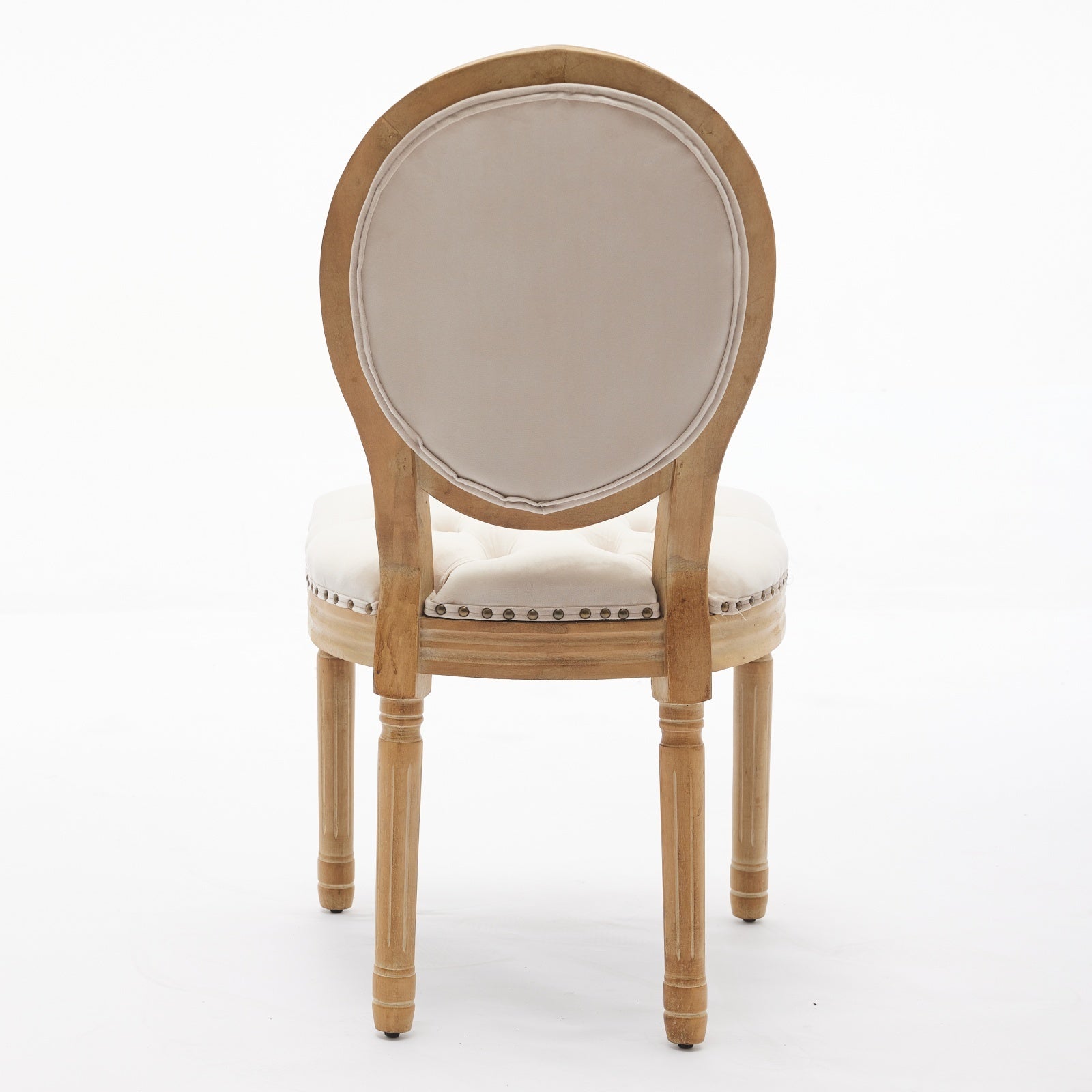 French Style Solid Wood Frame Antique Painting,Hand-pulled buckle decoration Velvet artificial leather Dining Chair with Nailhead Trim ,Wood Legs,Steel Spring inner,Set of 2,Beige,SW1739BG - Grand Goldman Shop