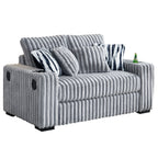 61.42Inch Square Arm Loveseat With Ottoman, 2PCS Back Cushions and 4PCS Toss Pillows, Cupholder,Bluetooth Speaker,Wireless Charger,USB Ports for Living Room and Bedroom,Light Grey - Grand Goldman Shop