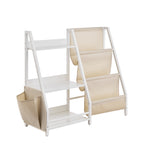 3-Tier Kids Bookshelf, Toy Storage Organizer for Toddler, Book Shelf for Kids Rooms with Sling Book Rack and Storage Bag, Kid