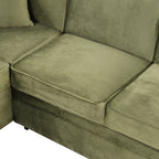 Green Velvet Sleeper Sofa Bed with Storage Ottoman, L Shape Pull Out Couch for Living Room and Bedroom - Grand Goldman Shop