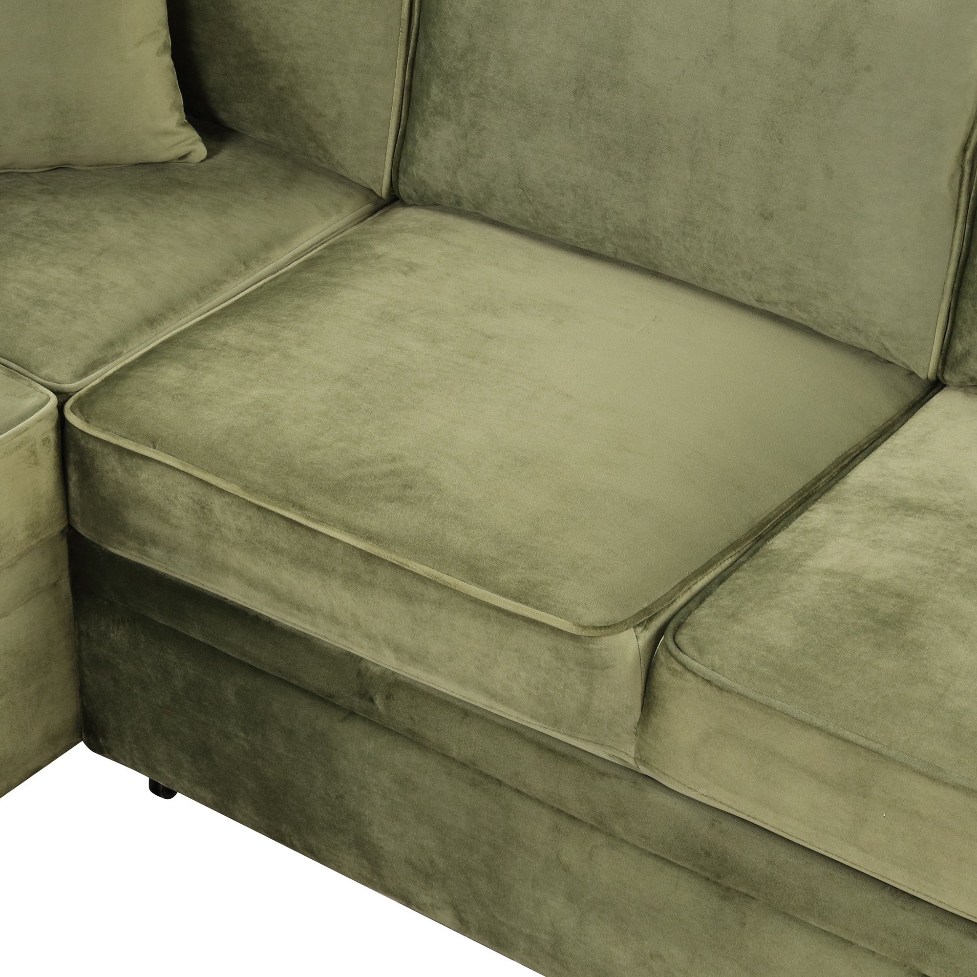 Green Velvet Sleeper Sofa Bed with Storage Ottoman, L Shape Pull Out Couch for Living Room and Bedroom - Grand Goldman Shop