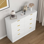 Modern 8 Drawers Dresser Chests for Bedroom,47.2' Wide Wood Chest of Drawers with Gold Metal Handle,Drawer Organizer for Bedroom,Living Room,Hallway and Entryway,White - Grand Goldman Shop