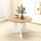 Dining Table for Farmhouse Kitchen 59x43 Inch Expandable Oval Table Top with Removable Leaf Trestle X Shaped Base White - Grand Goldman Shop
