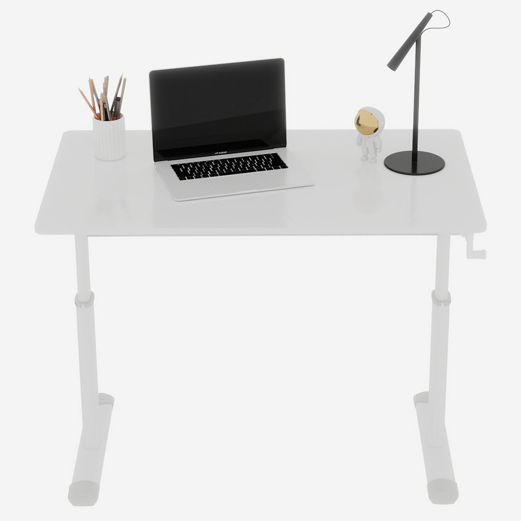 Adjustable Study Desk for Kids and Adults, Height-Adjustable Home Office Desk, White Frame with White Wood Tabletop, 60cm x 1