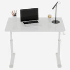 Adjustable Study Desk for Kids and Adults, Height-Adjustable Home Office Desk, White Frame with White Wood Tabletop, 60cm x 1
