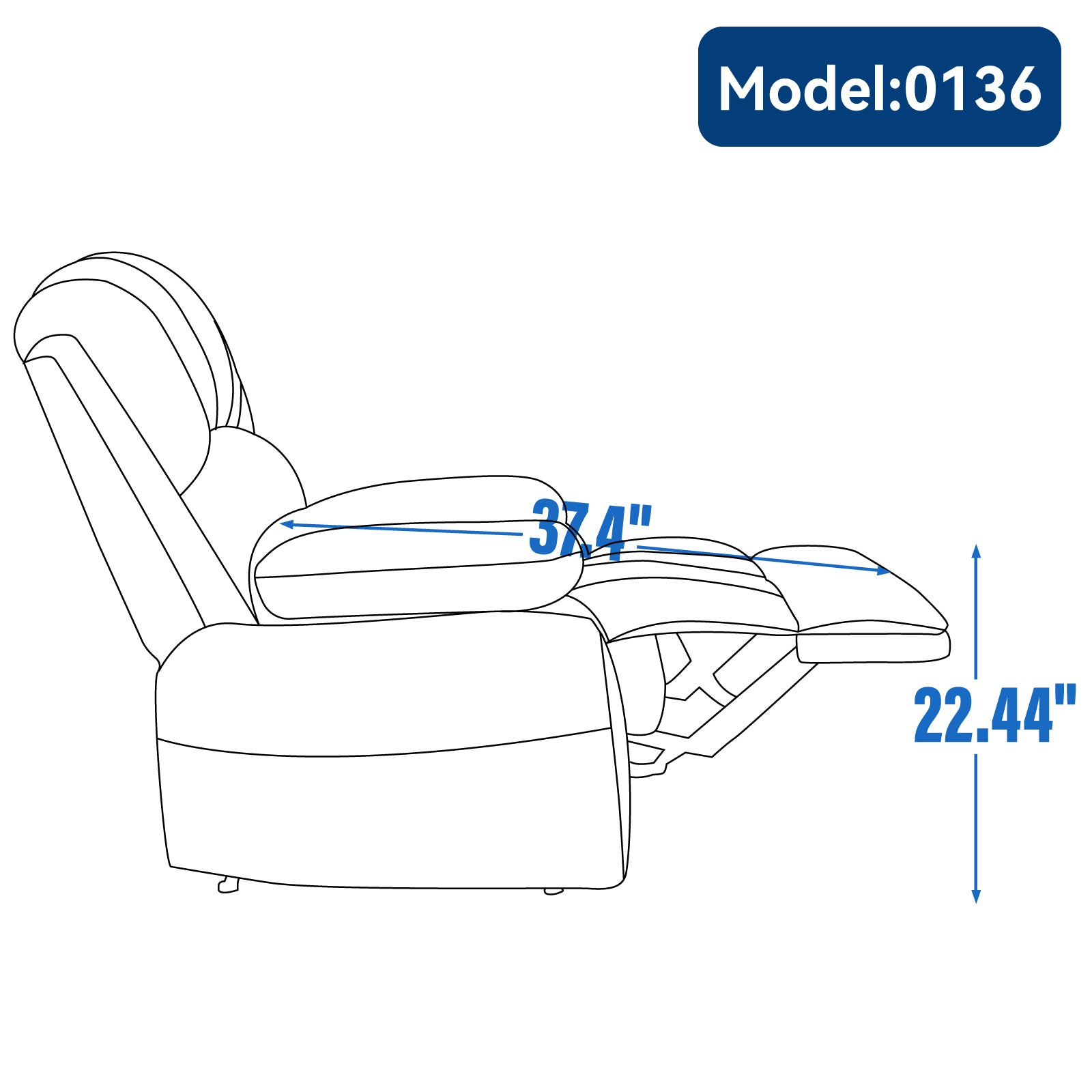 Large Manual Recliner Chair in Fabric for Living Room, Beige - Grand Goldman Shop