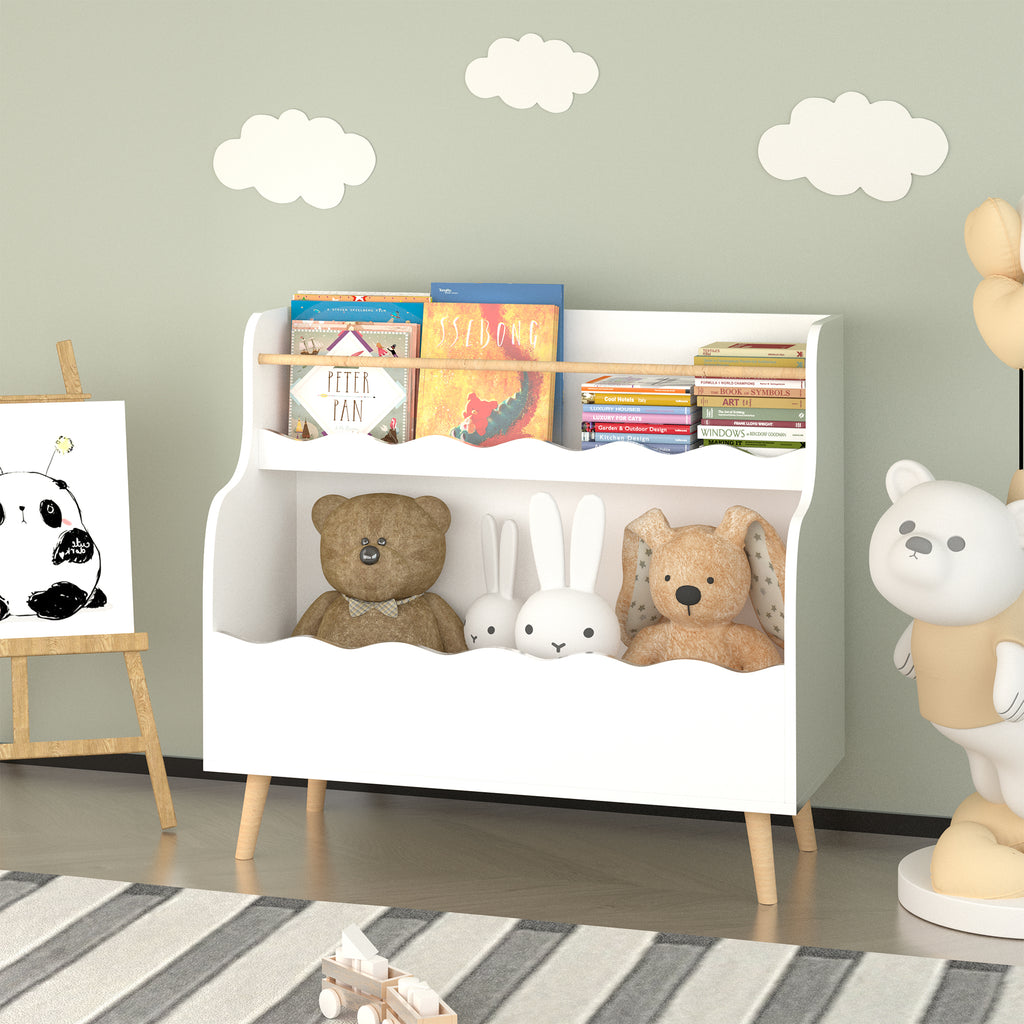 Kids Bookcaes, Children Book Organizer, toy Storage Cabinet Organizer, White - Grand Goldman