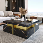 Modern Black Square Storage Coffee Table With 4 Drawers - Grand Goldman Shop
