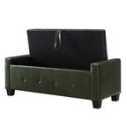 48' Ottoman Bench with Storage, Bench for Bedroom,Living Room,Hallway, Upholstered Tufted Faux Leather PU Ottoman Dark Green - Grand Goldman Shop