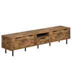 Natural Wood TV Stand for 85 75 65 Inch TV, L-Shaped Handle Entertainment Console with Storage, 78' Long - Grand Goldman Shop