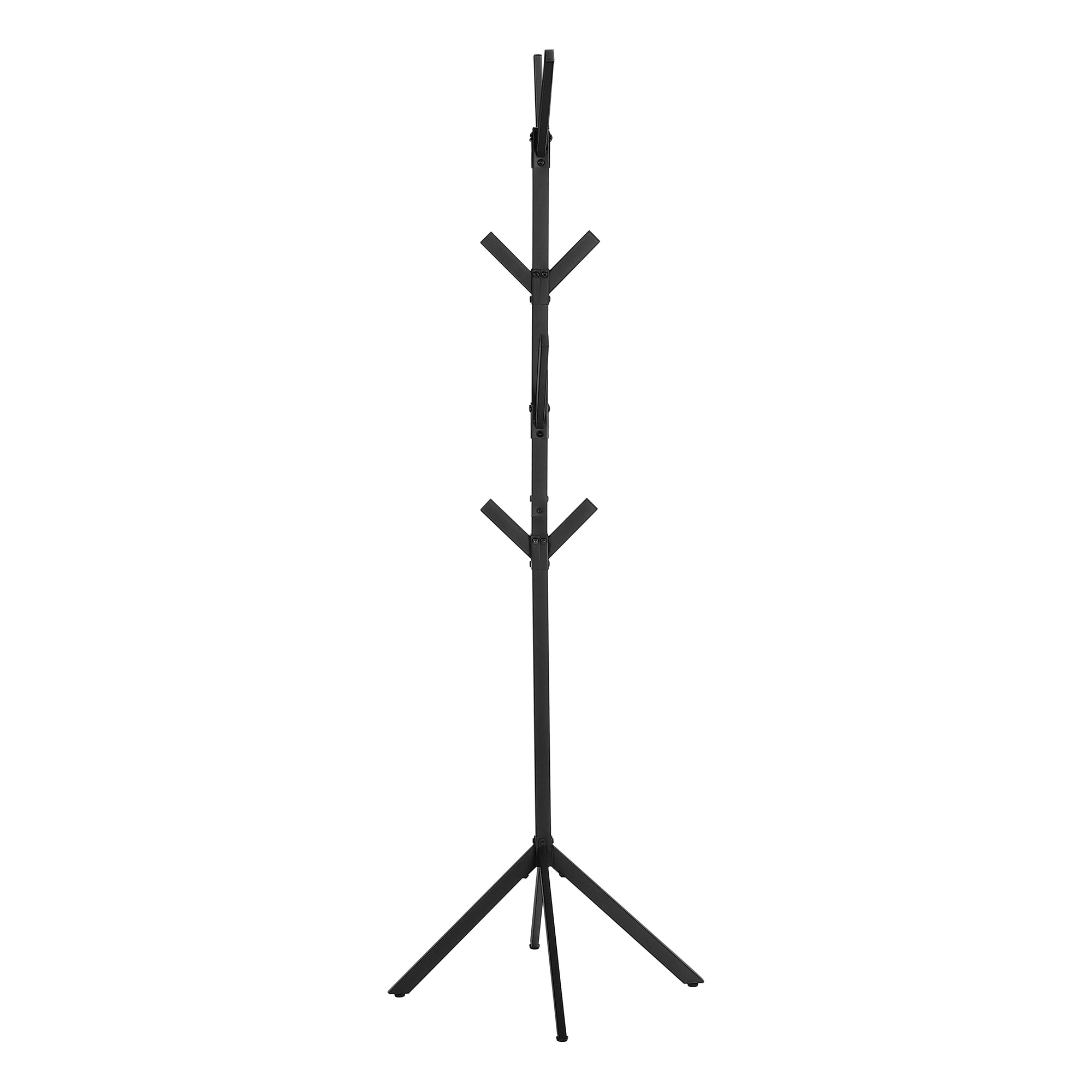 Contemporary Black Metal Coat Rack with 8 Hooks, Free Standing Entryway Storage, 70'H, Modern Hall Tree for Bedroom or Office - Grand Goldman Shop