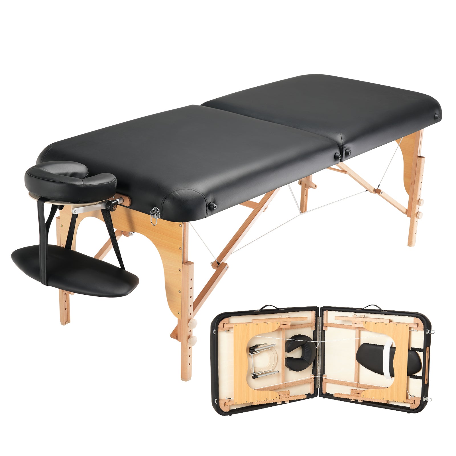 Professional Wide Massage Table 30' W, Heavy Duty Folding Massage Table,  8-Level Height Adjustable Facial Salon Tattoo Bed, 