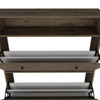 Calgary Shoe Rack, Superior Top, One Open Shelf, Two Extendable Shelves -Dark Brown - Grand Goldman Shop