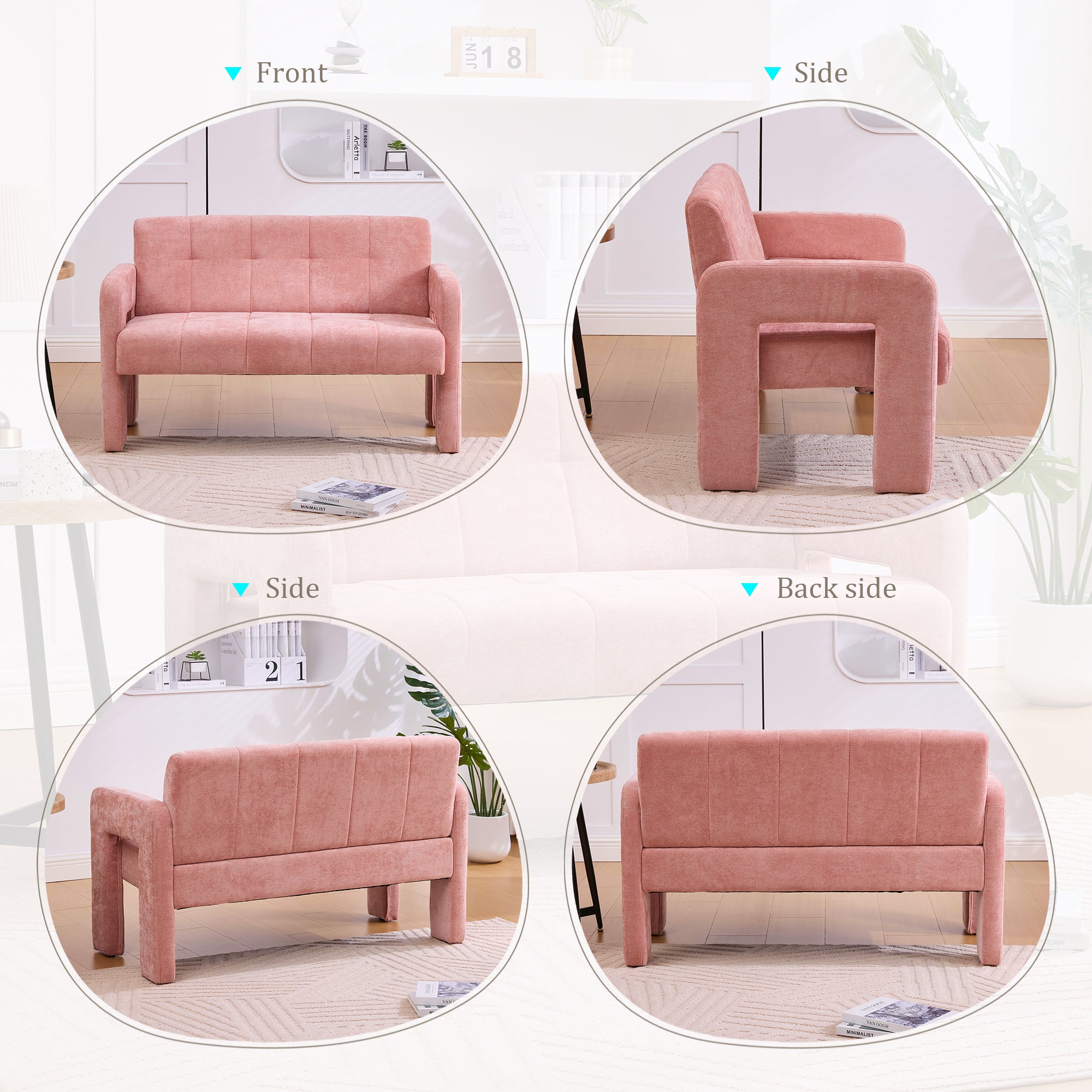 Nordic Modern Double Armchair Living Room & Bedroom Compact Upholstered Sofa Leisure Sofa Comfortable Seating with Dual Armrests Can be paired with a single chair - Grand Goldman Shop
