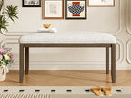 Upholstered Bench for Bedroom End of Bed,38-inch Entryway Bench for Living Room,Dining Bench with Padded Seat and Solid Wood Leg for Kitchen Bedroom,Indoor and Hallway (Bench, Beige+Brown) - Grand Goldman Shop