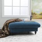 MADRID KD Tufted Ottoman Footrest and Coffee Table Stand-In Navy Blue Polyester 40.5x40.5x16.9 inches - Grand Goldman Shop