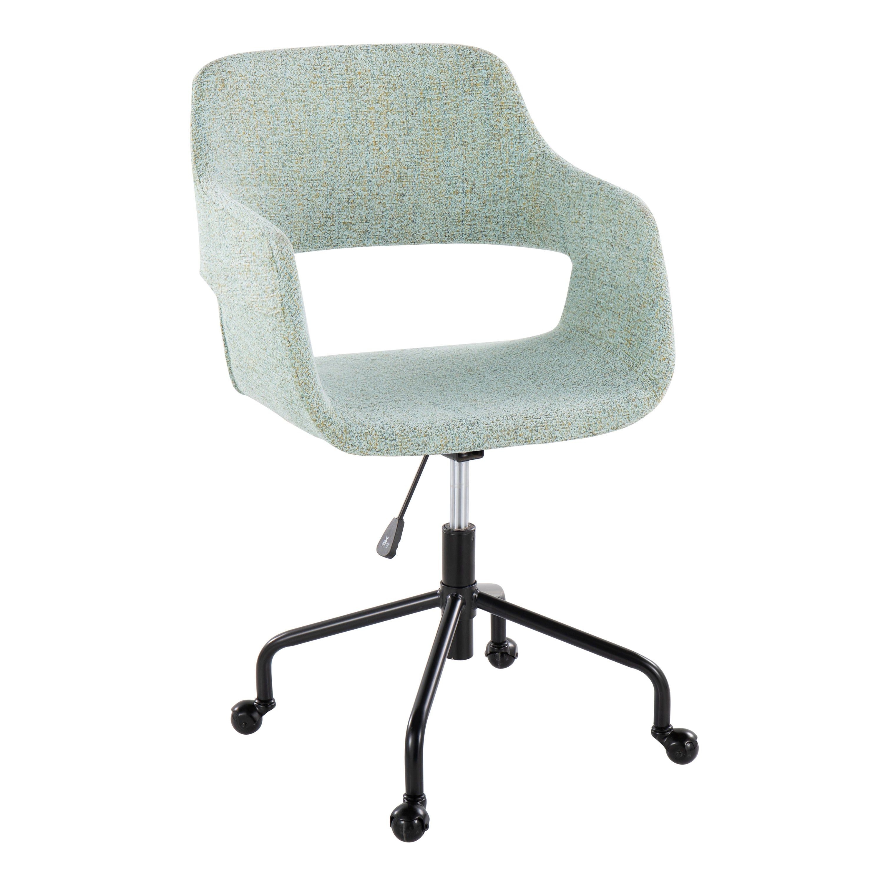 Contemporary Adjustable Office Chair in Black Metal and Light Green Fabric | Premium Home Decor - Grand Goldman