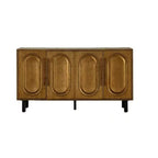 59.84' Gold-Toned 4-Door Sideboard Buffet Cabinet - Solid Wood & MDF Arched Door Storage Console Table for Dining Room/Living Room - Grand Goldman Shop