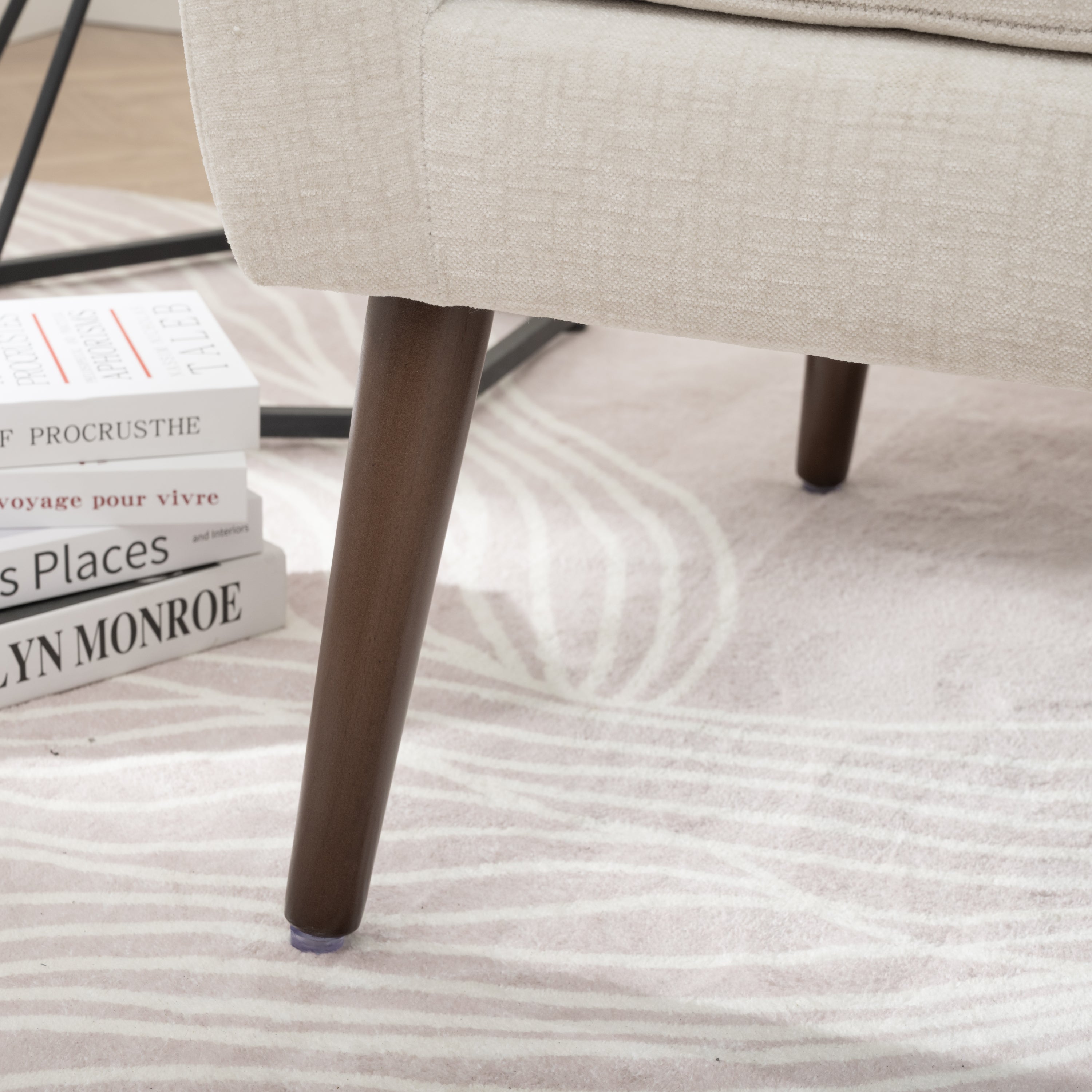 Modern Accent Chair Upholstered Foam Filled Living Room Chairs Comfy Reading Chair Mid Century Modern Chair with Chenille Fabric Lounge Arm Chairs Armchair for Living Room Bedroom (Beige) - Grand Goldman Shop