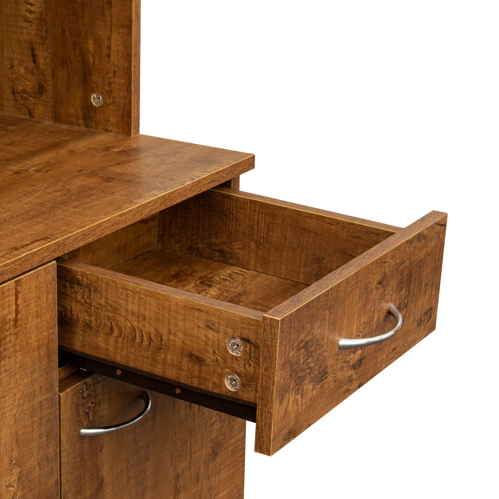 70.87' Tall Wardrobe& Kitchen Cabinet, with 6-Doors, 1-Open Shelves and 1-Drawer for bedroom,Walnut - Grand Goldman Shop