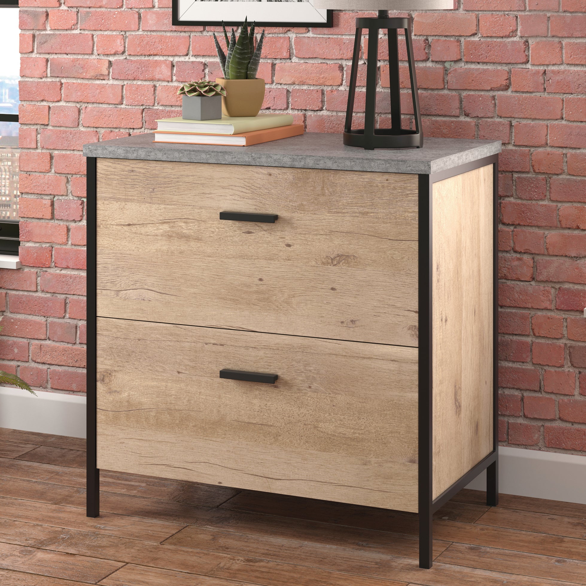 Lateral File with Large Drawers, Brown finish | Premium Home Decor - Grand Goldman
