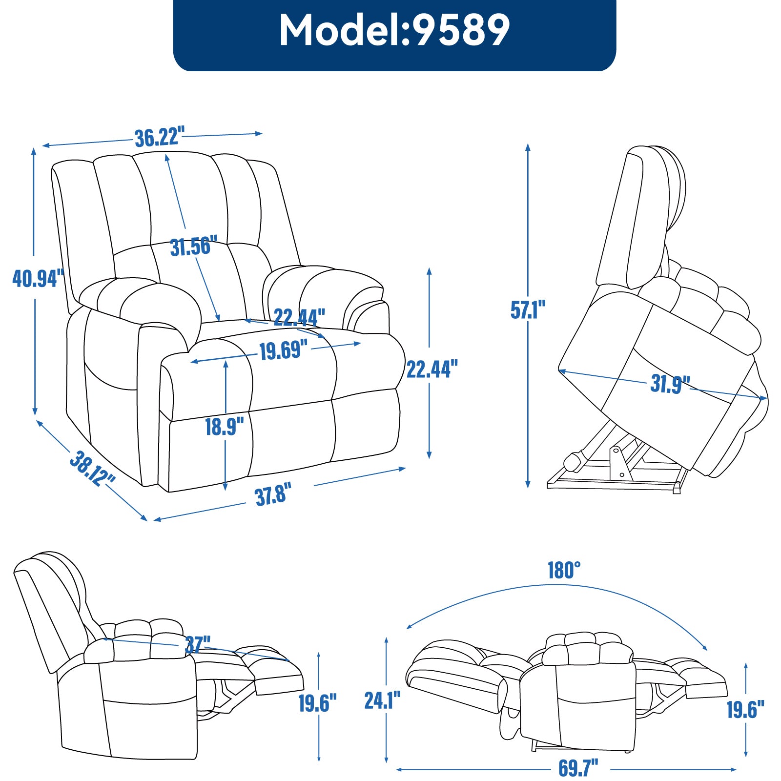 Dual Motor Heat Massage Infinite Position Up to 350 LBS Electric Power Lift Recliners with Power-Remote, Medium-firm and Heavy Duty, Beige - Grand Goldman Shop