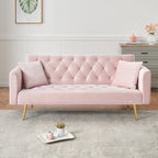 71 inch convertible love seat sofa, American retro pink velvet, suitable for small living room, bedroom, office - Grand Goldman Shop