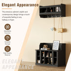 ON-TREND Shoe Storage Bench with Shelves and 4 Hooks, Elegant Hall Tree with Wall Mounted Coat Rack, Entryway Organizer For Hallway, Foyer, Mudroom, Black - Grand Goldman Shop