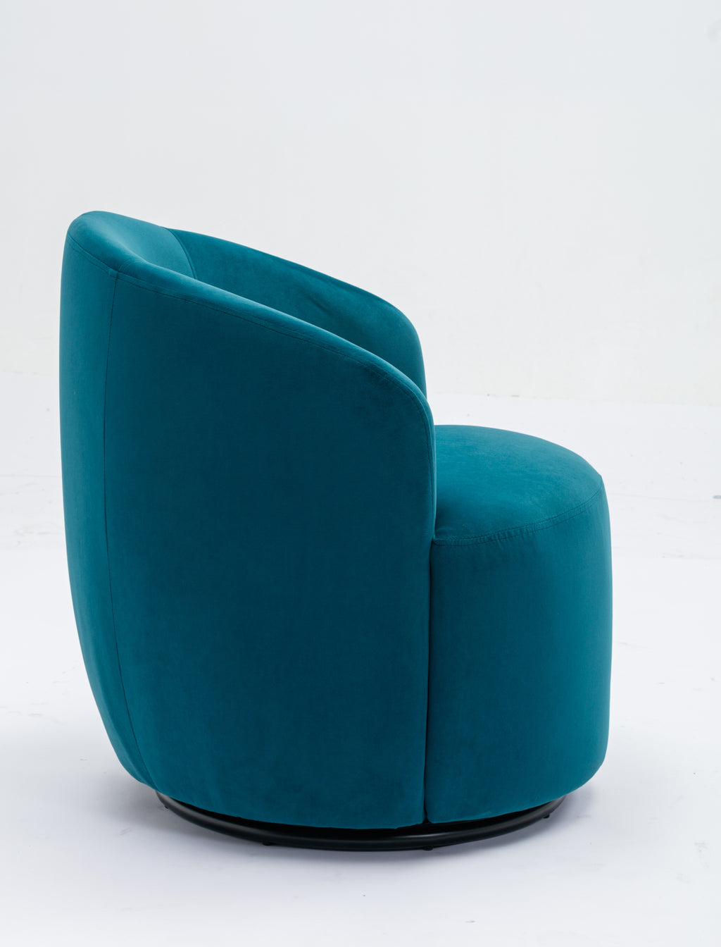 Velvet Fabric Swivel Accent Armchair Barrel Chair With Black Powder Coating Metal Ring,Teal - Grand Goldman Shop
